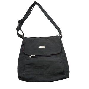 Baggalini Nylon Travel Crossbody Slim Pockets Gray Pink